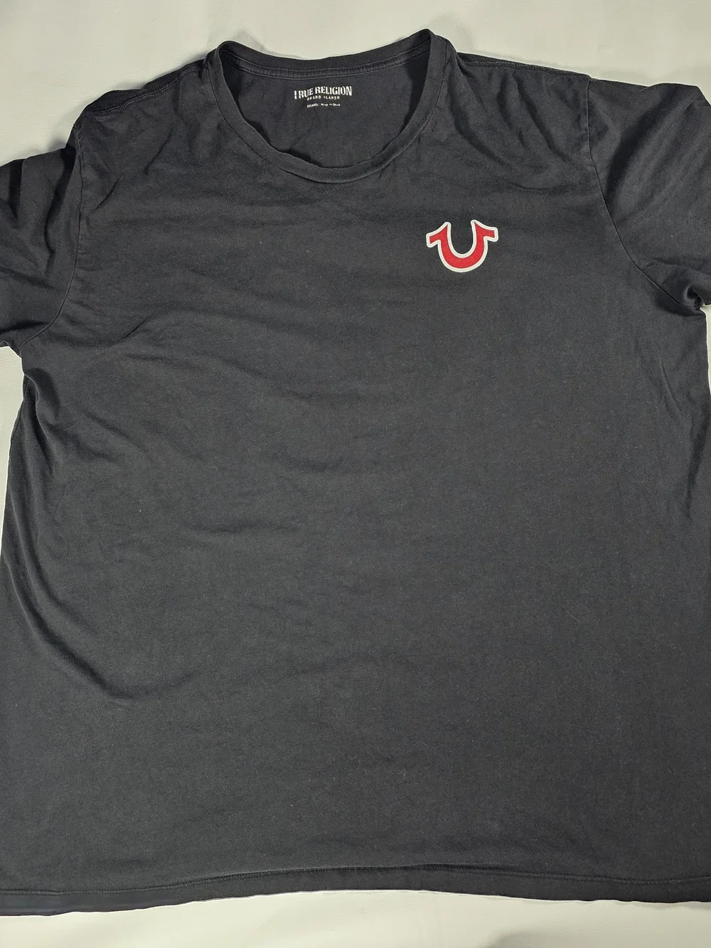 True Religion Buddha Graphic T Shirt Mens 3XL Black Short Sleeve Logo Tee Repair